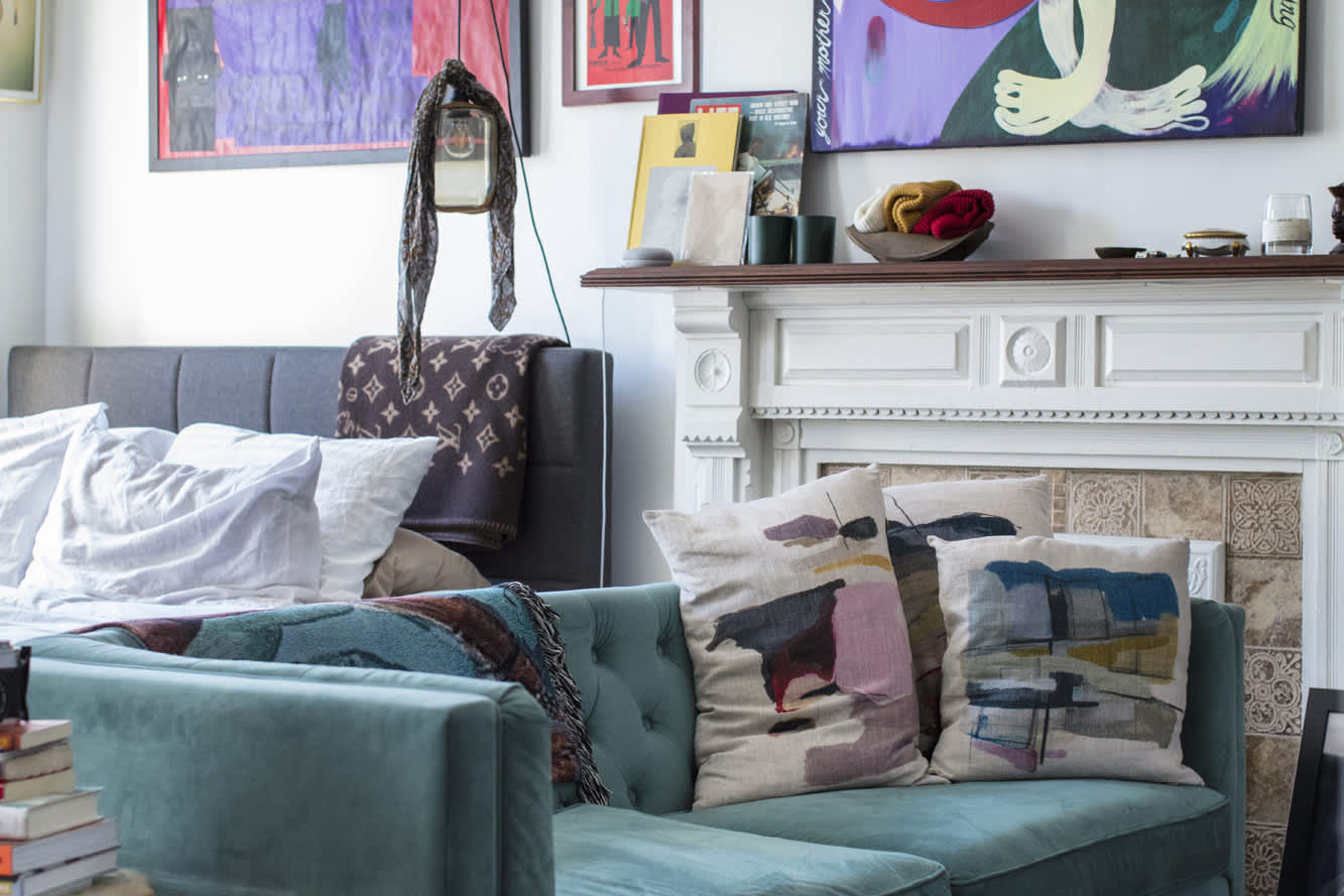 View of Small Studio Apartment Filled With Bold Art Ideas | Apartment Therapy